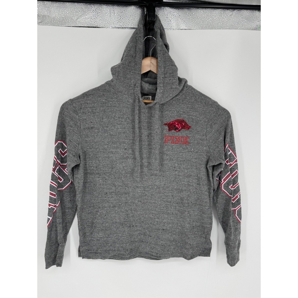 Pink Victorias Secret w/ 5th & Ocean Arkansas Razorbacks Pullover Hoodie Sm B9